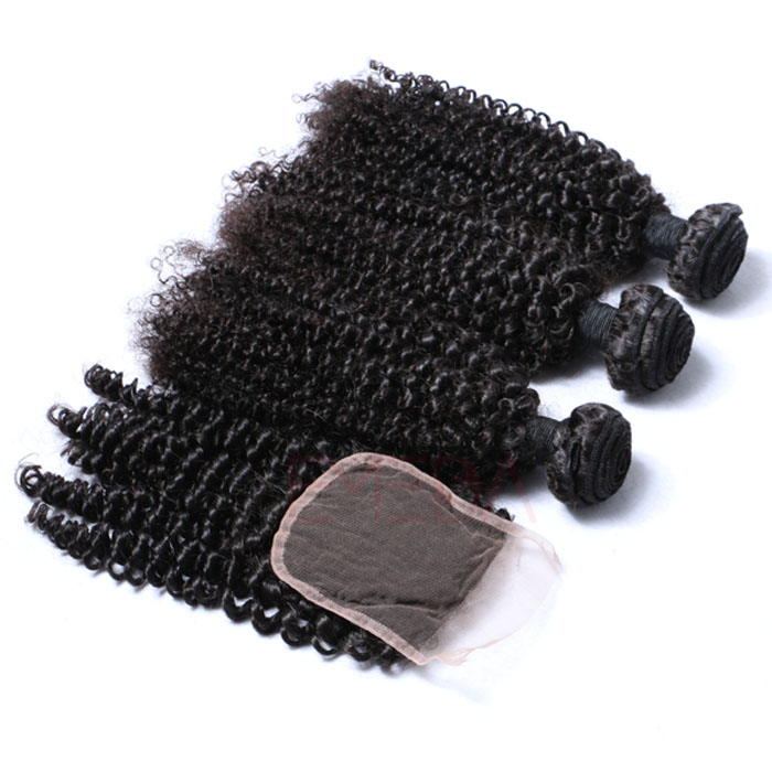 Curly Human Hair Weaves Indian Hair 9A Bundles With Closure Best Quality Hair Weft  LM234